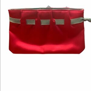 NEW Boucheron Small Hot Pink Turquoise Ribbon Accent Zip close Cosmetic Bag NWOT